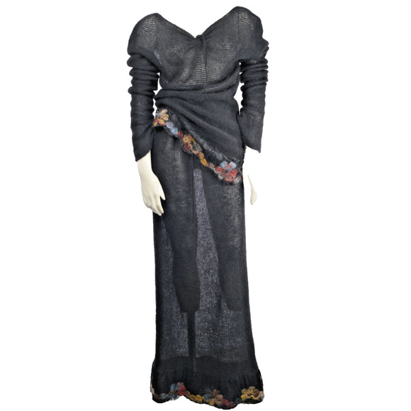 Vintage Marie Louise Angora Sheer Sweater Maxi Skirt Set Avant Garde Size 44 - Picture 6 of 16